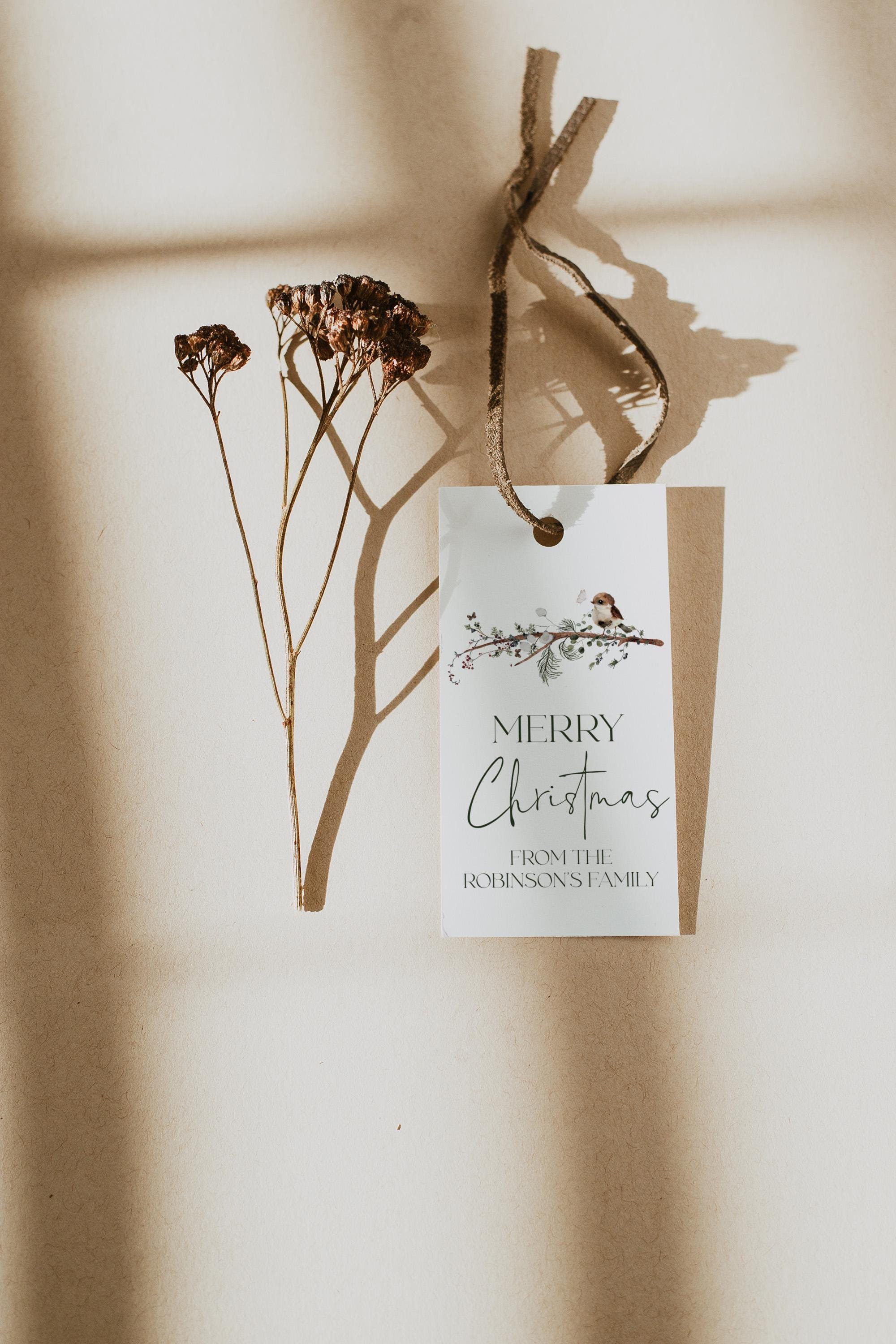 Woodland Bird Christmas Gift Tag | 2 Sizes | Holiday Favor Tags