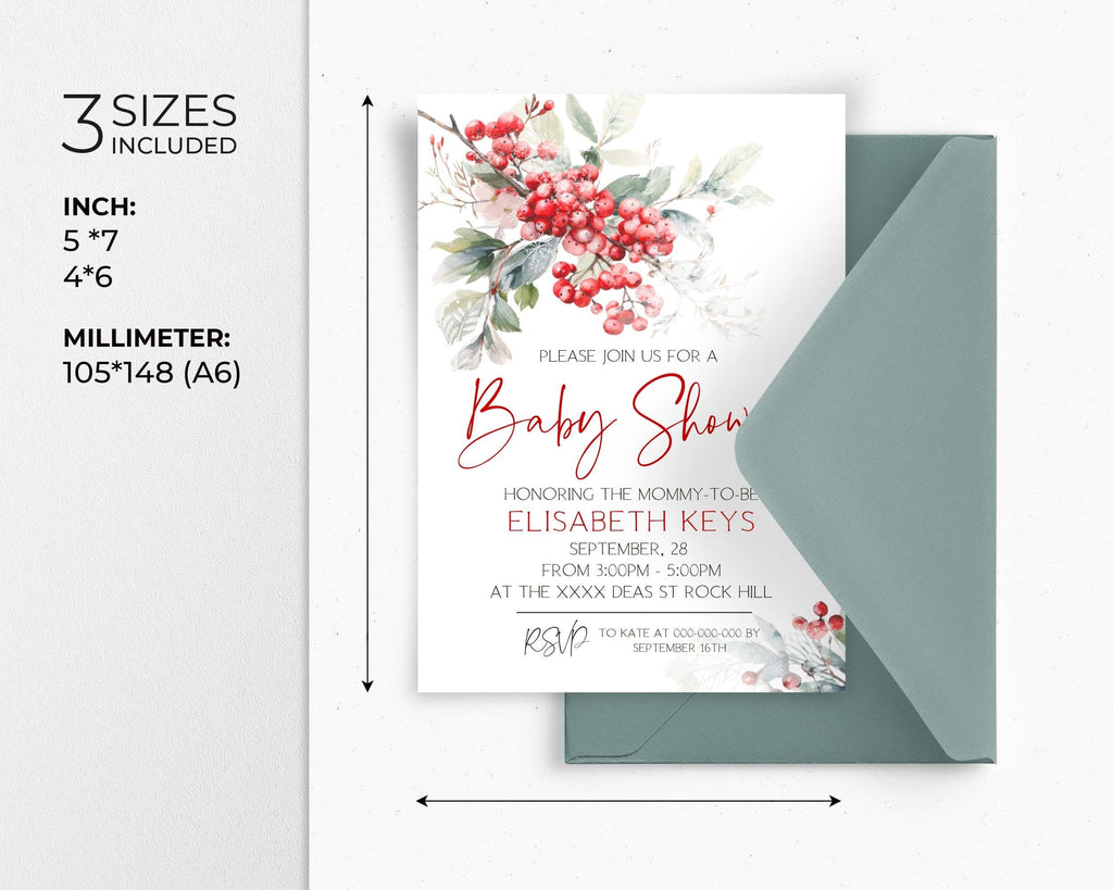 Christmas Baby Shower Invitations | Winter Baby Shower | Personalized Templates
