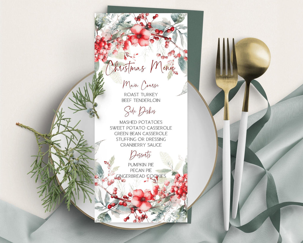 Christmas Party Menu | 2 Sizes | Personalized Xmas Table Stationery