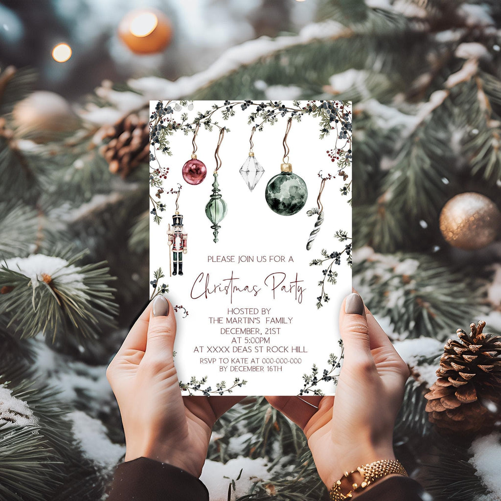 Nutcracker Christmas Party Invitation | 3 Sizes | DIY Winter Stationery
