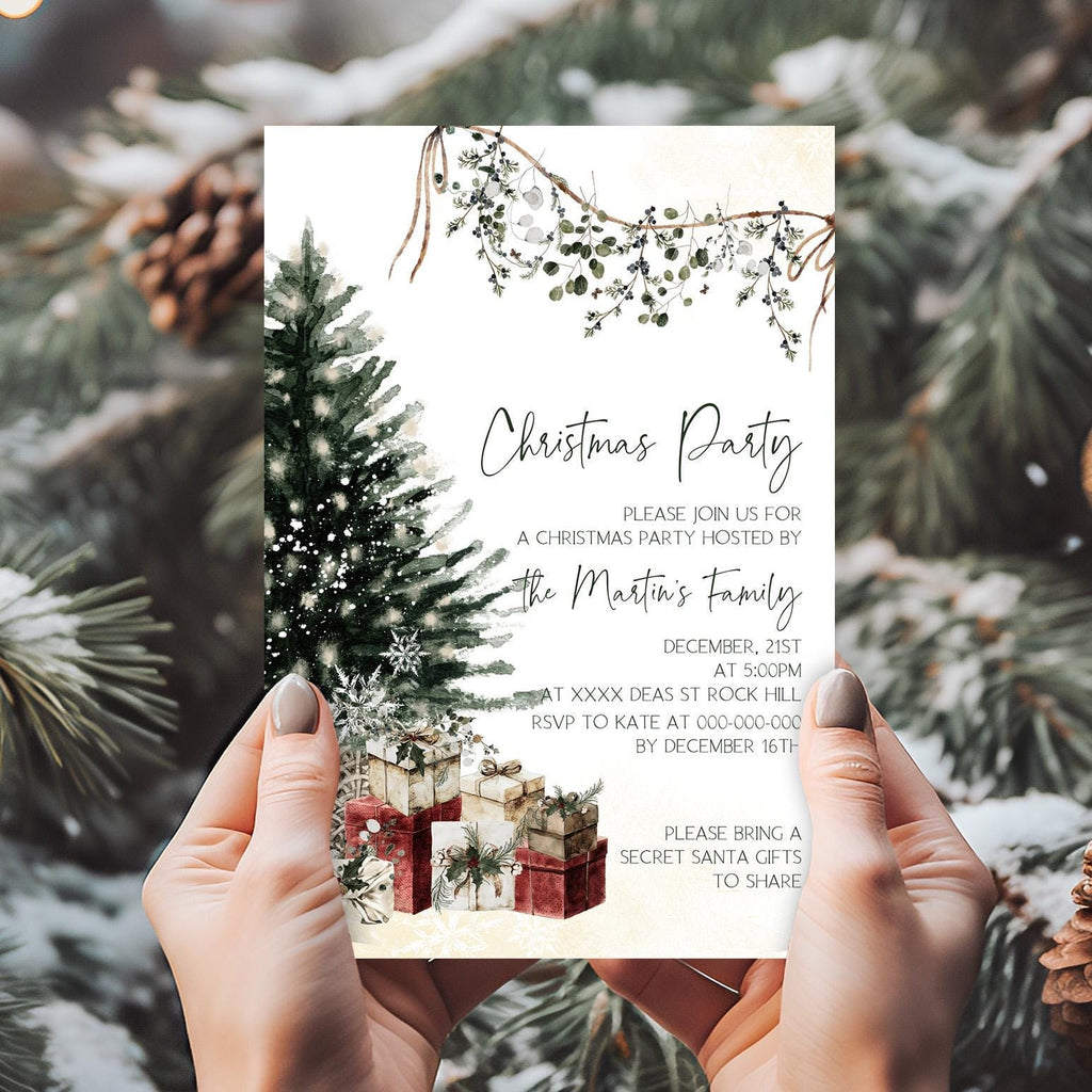 Xmas Invitation Cards | 3 Sizes | DIY Christmas Stationery