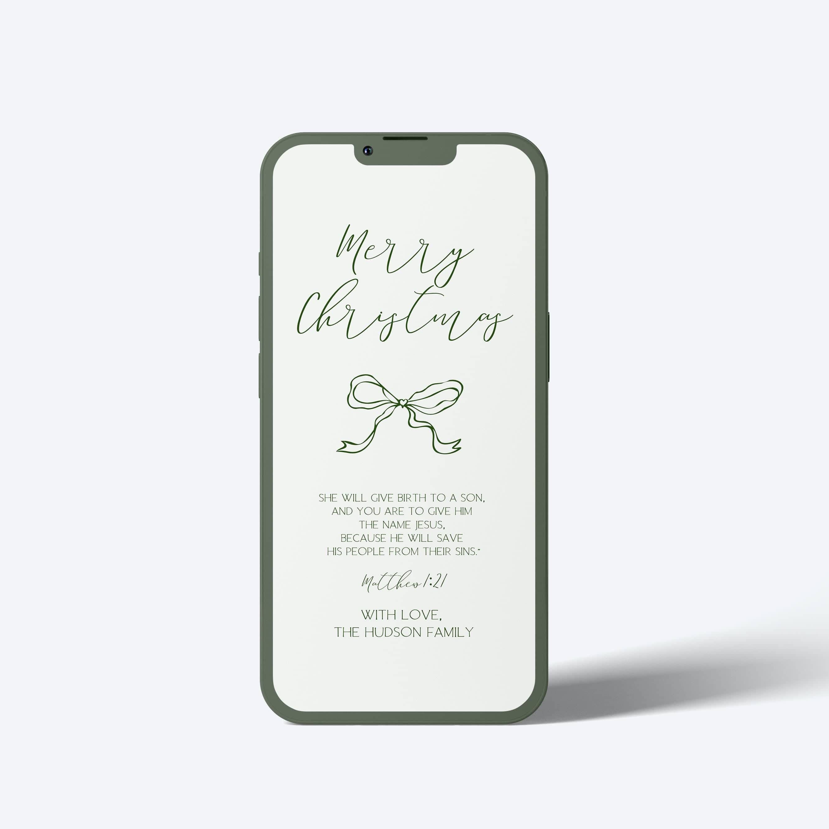 Christian Christmas Digital Invitation | Minimalist Bible Smartphone Invites
