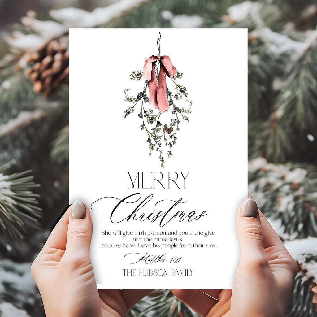 Bible Verse Christmas Card | 3 Sizes | Printable Holiday Card