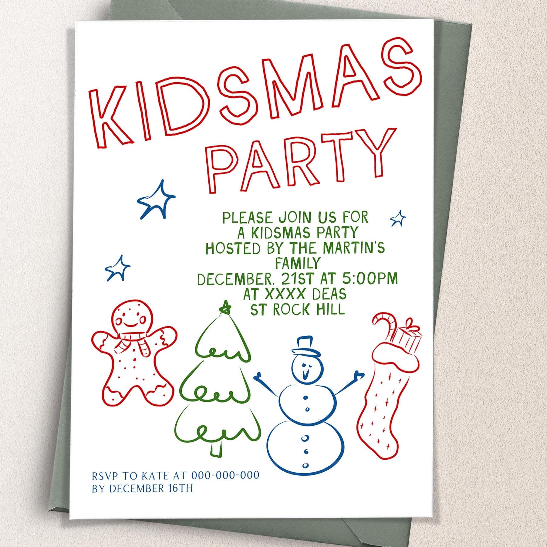 Whimsical Kidsmas Invitations | 3 Sizes | Personalized Printables