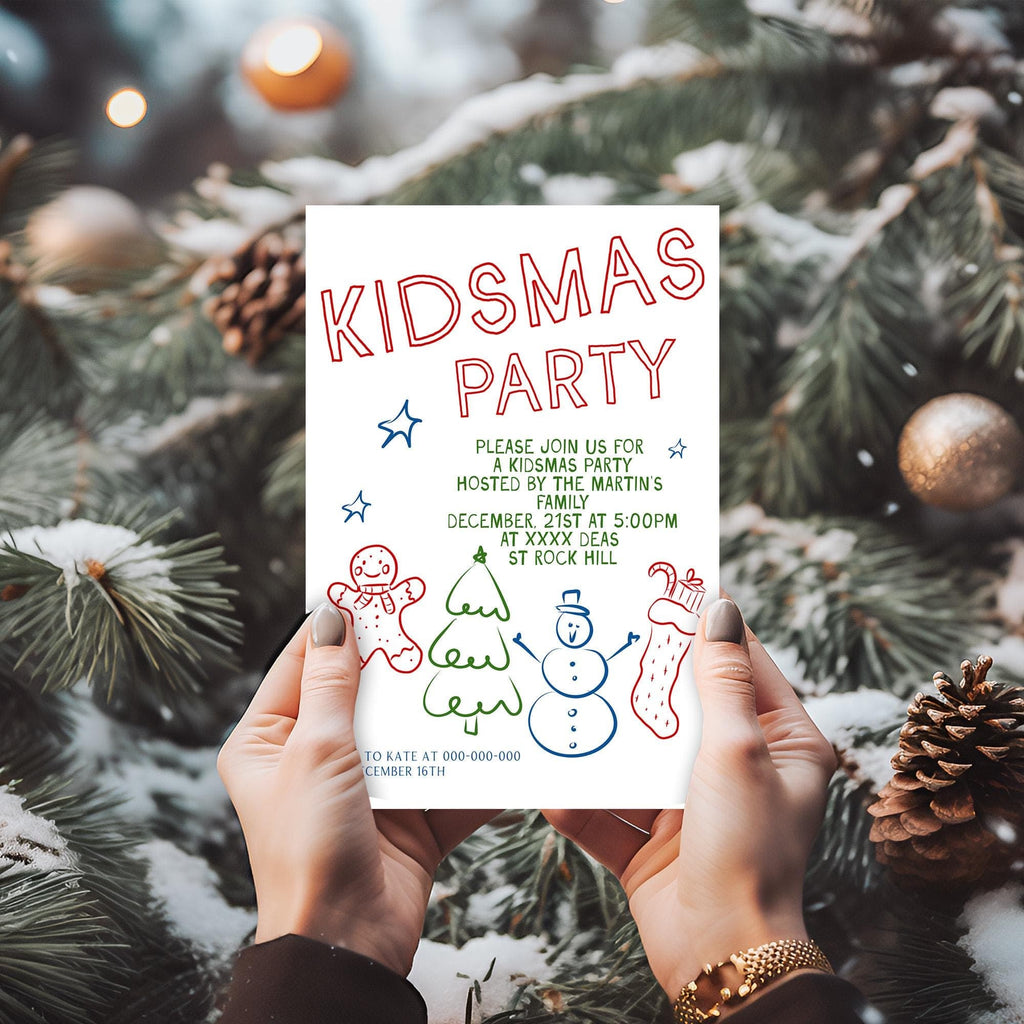 Whimsical Kidsmas Invitations | 3 Sizes | Personalized Printables