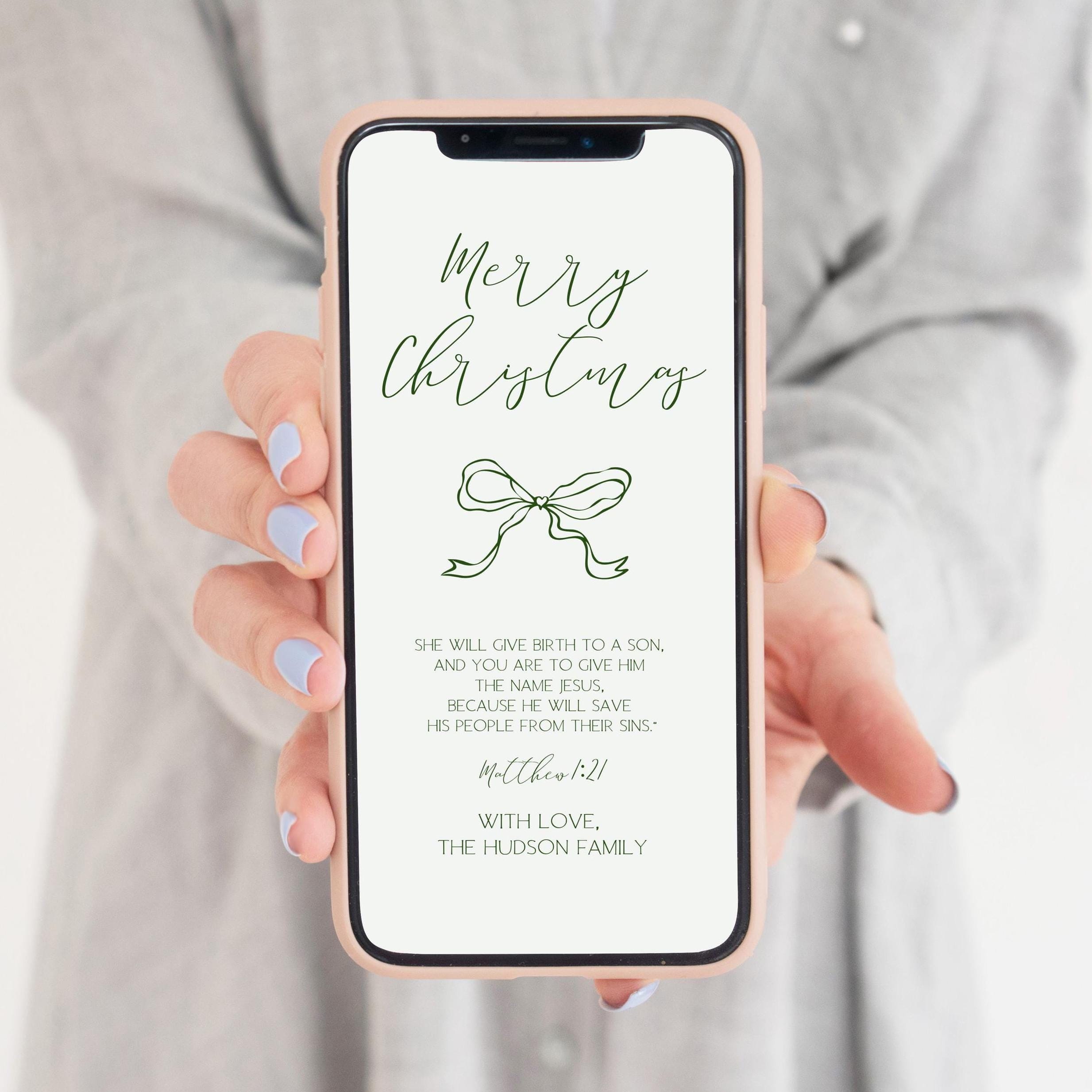 Christian Christmas Digital Invitation | Minimalist Bible Smartphone Invites