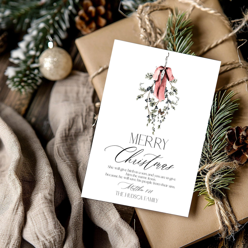Bible Verse Christmas Card | 3 Sizes | Printable Holiday Card