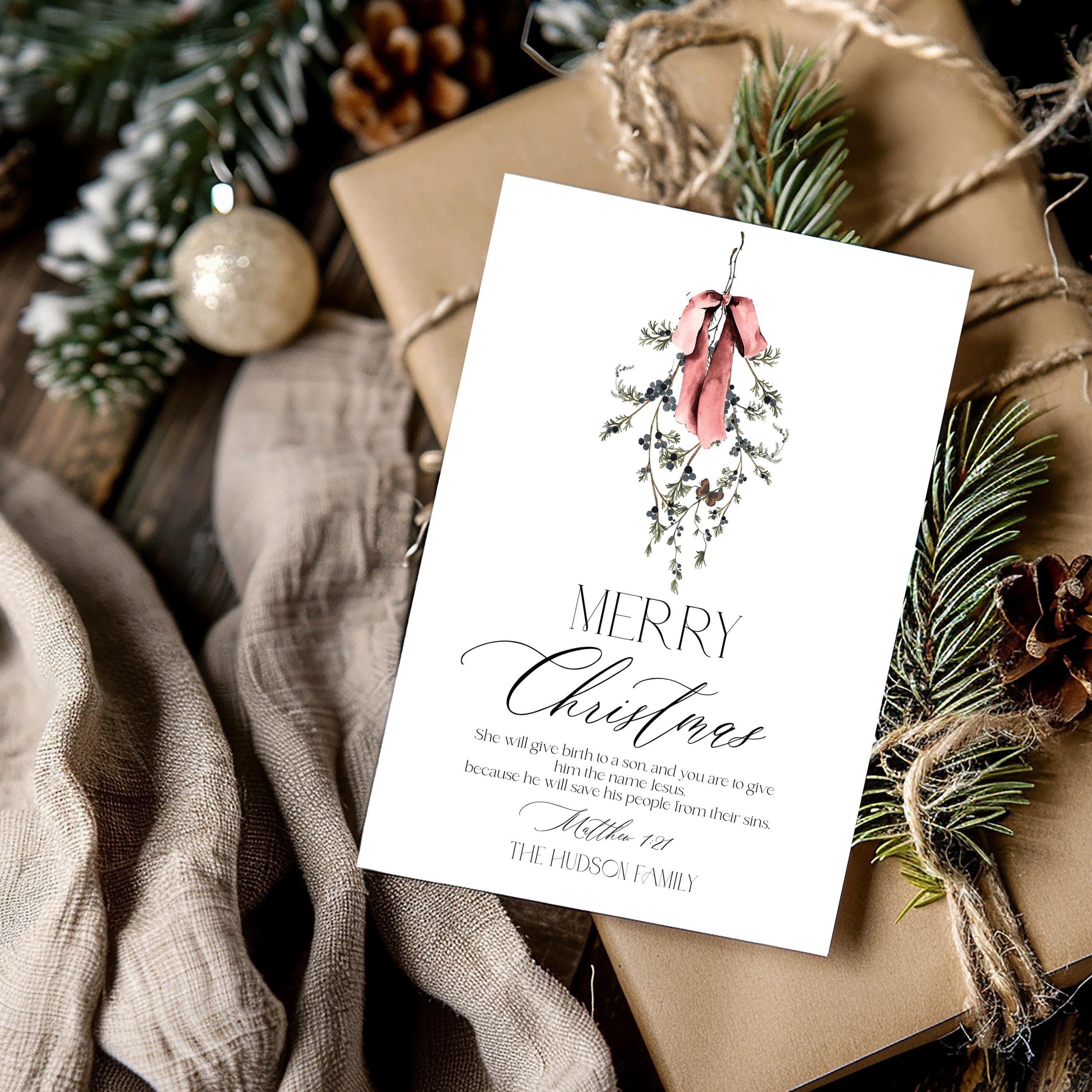 Bible Verse Christmas Card | 3 Sizes | Printable Holiday Card