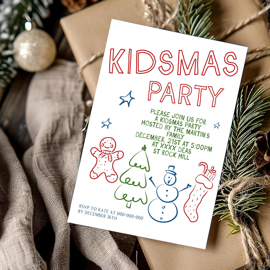 Whimsical Kidsmas Invitations | 3 Sizes | Personalized Printables